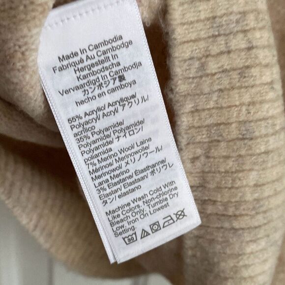 J. Crew Factory Colorblock mockneck sweater in extra-soft yarn Heather Oatmeal X - Picture 5 of 5